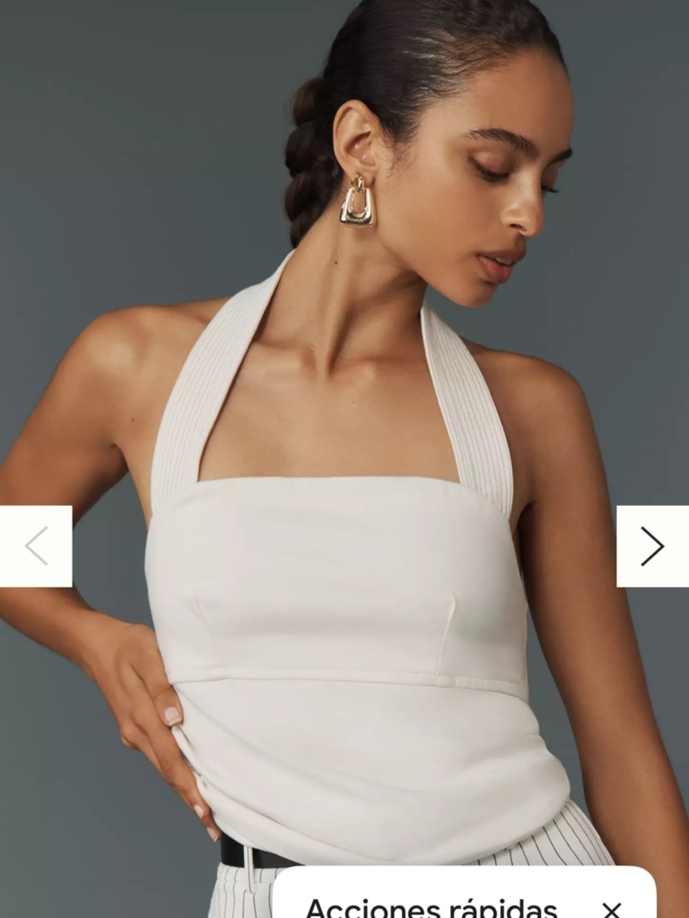 Anthropologie Cream Strapless Halter Ribbed-Back Dress